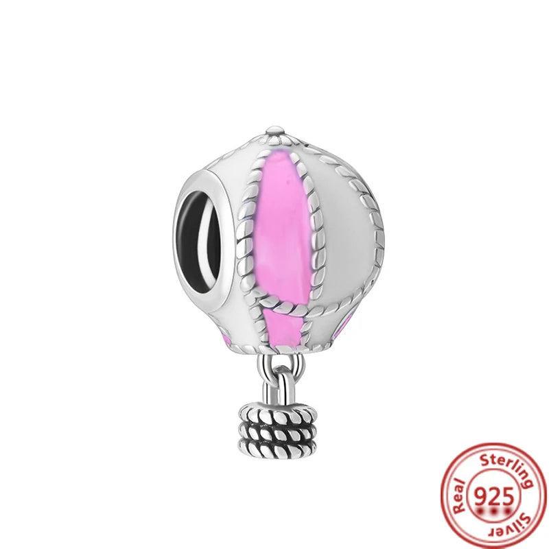 Hot Sale 925 Sterling Silver Bead Color Hot Air Balloon House Dangle Charm
