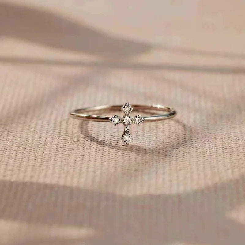 Huitan Simple Cross Thin Rings for Women