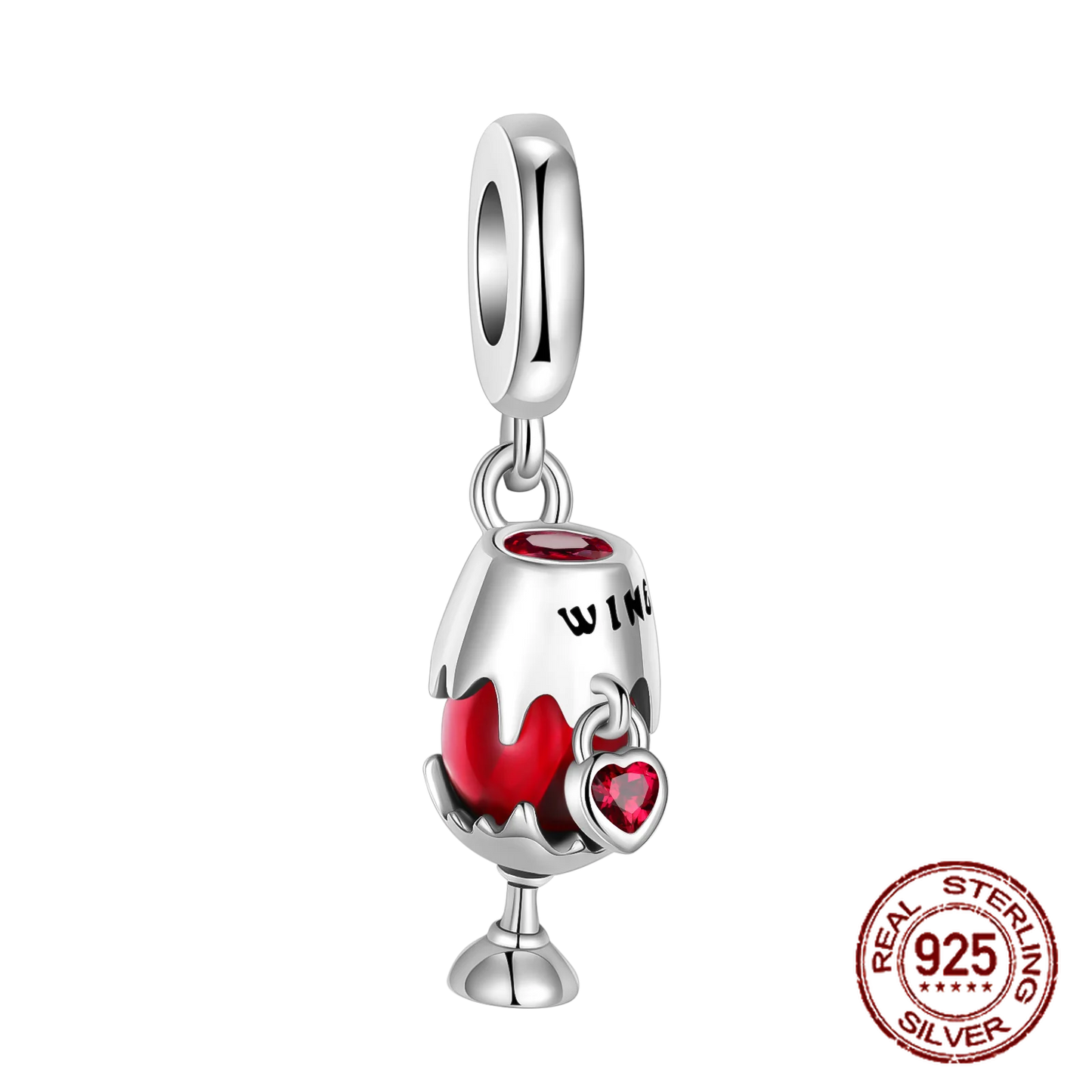 925 Sterling Silver Red wine bottle Donuts Beverage cup pendant Charms