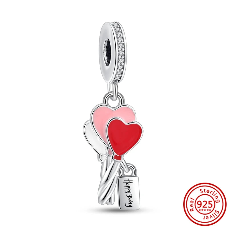 Hot Sale 925 Sterling Silver Bead Color Hot Air Balloon House Dangle Charm