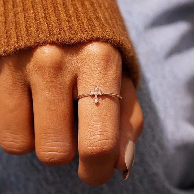 Huitan Simple Cross Thin Rings for Women
