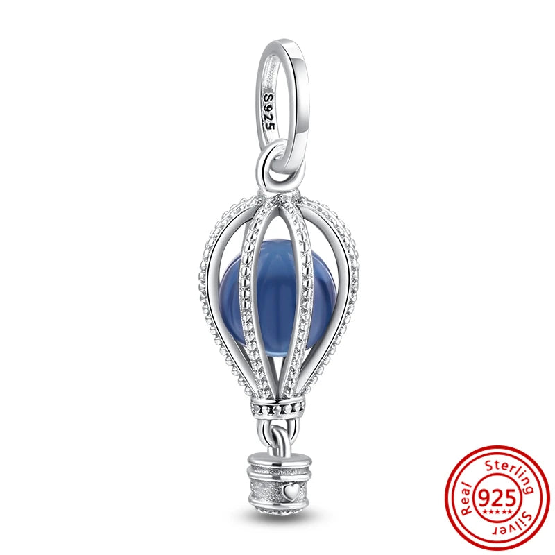 Hot Sale 925 Sterling Silver Bead Color Hot Air Balloon House Dangle Charm