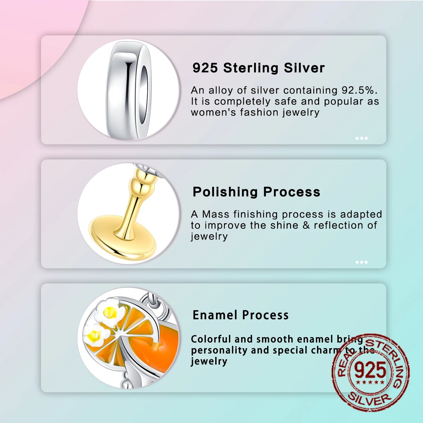 925 Sterling Silver Red wine bottle Donuts Beverage cup pendant Charms