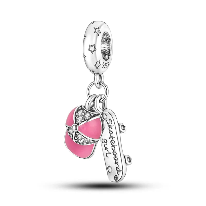 Hot Sale 925 Sterling Silver Bead Color Hot Air Balloon House Dangle Charm