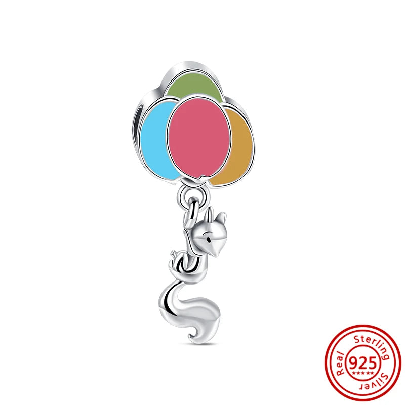 Hot Sale 925 Sterling Silver Bead Color Hot Air Balloon House Dangle Charm