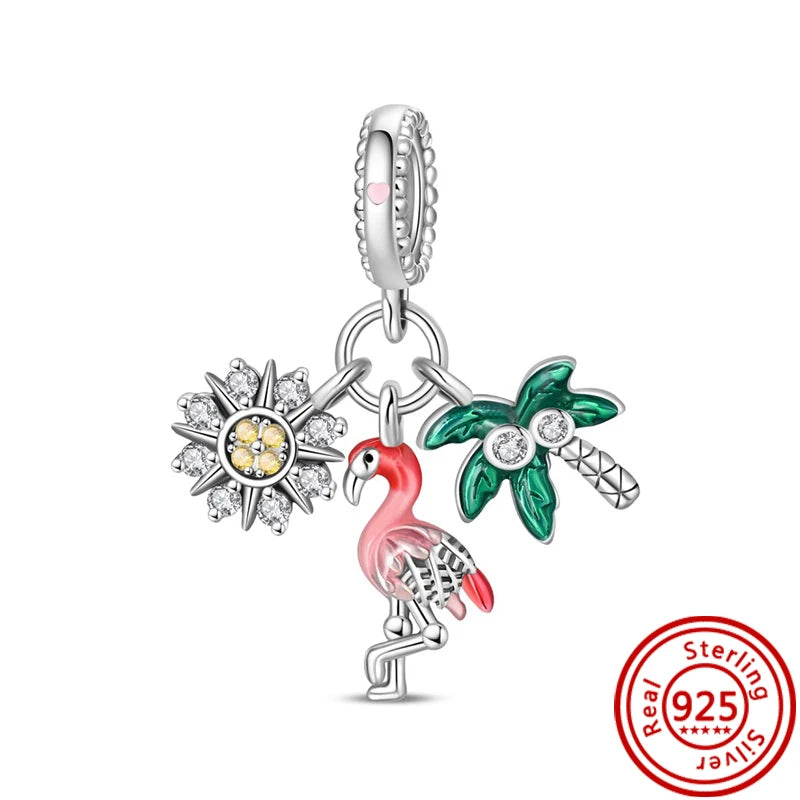 Hot Sale 925 Sterling Silver Bead Color Hot Air Balloon House Dangle Charm