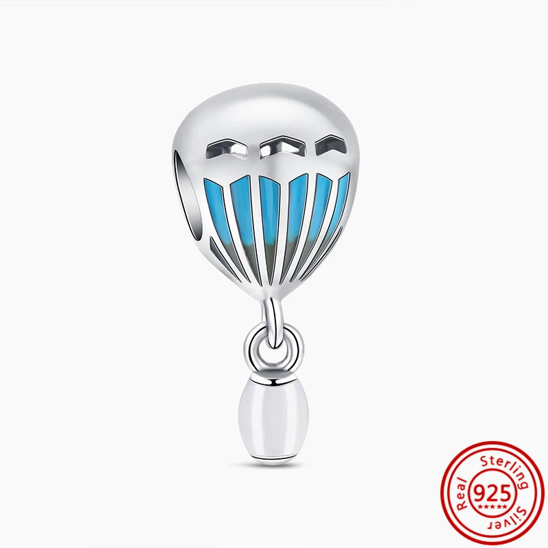 Hot Sale 925 Sterling Silver Bead Color Hot Air Balloon House Dangle Charm