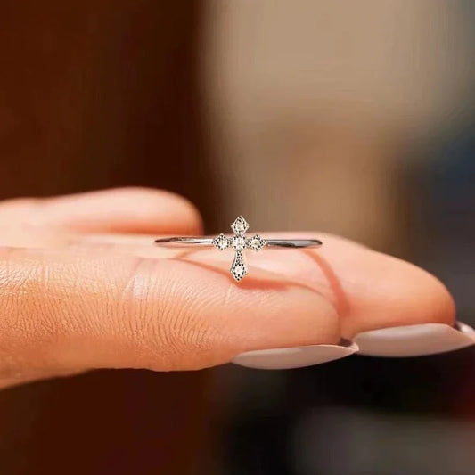 Huitan Simple Cross Thin Rings for Women