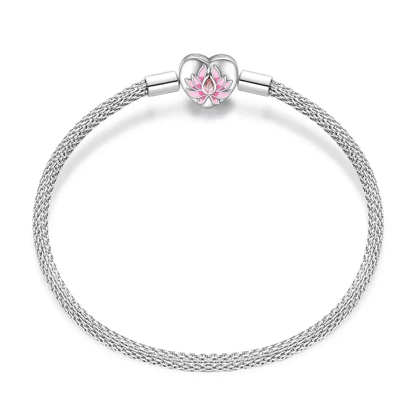 2025 New 925 Silver Pink Heart-shaped Bow Full Diamond Bracelet Original