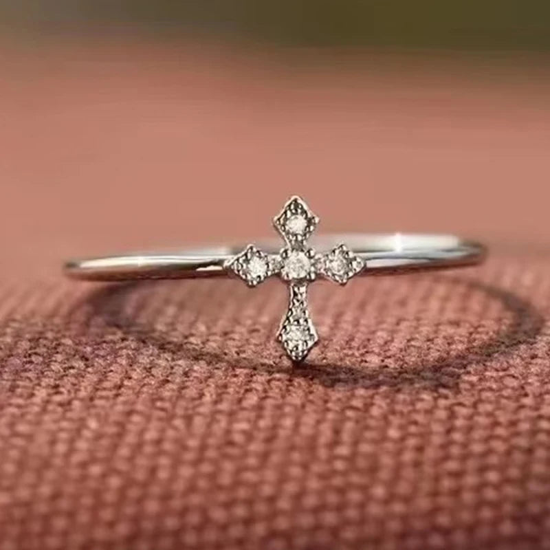 Huitan Simple Cross Thin Rings for Women