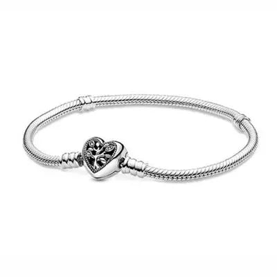 2025 New 925 Silver Pink Heart-shaped Bow Full Diamond Bracelet Original