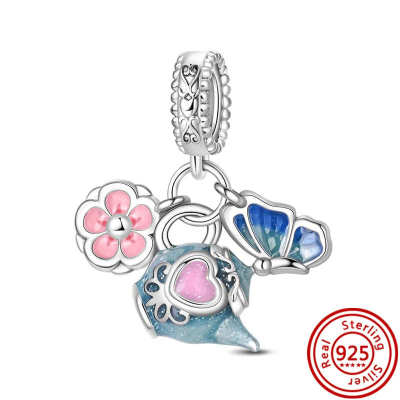 Hot Sale 925 Sterling Silver Bead Color Hot Air Balloon House Dangle Charm