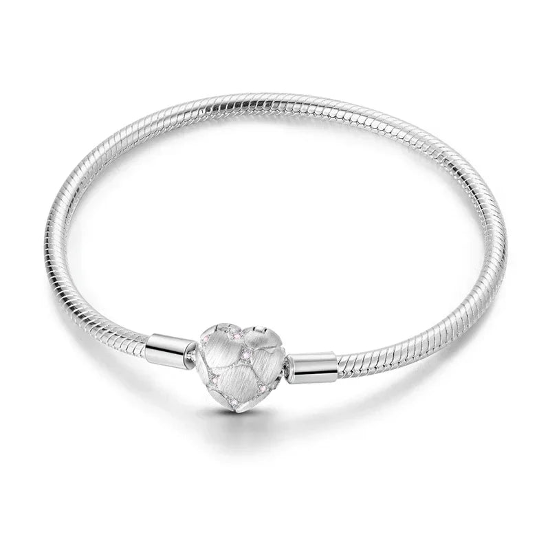2025 New 925 Silver Pink Heart-shaped Bow Full Diamond Bracelet Original