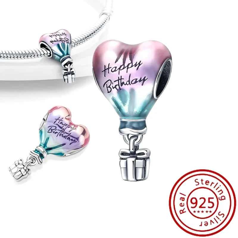 Hot Sale 925 Sterling Silver Bead Color Hot Air Balloon House Dangle Charm