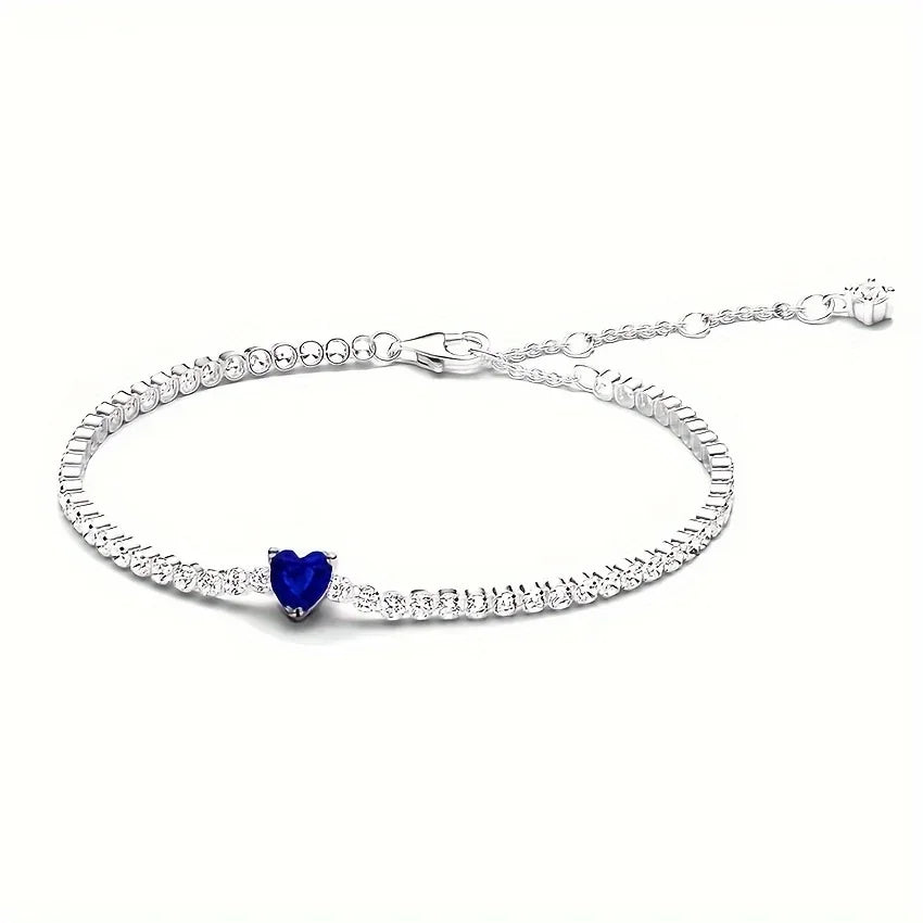 2025 New 925 Silver Pink Heart-shaped Bow Full Diamond Bracelet Original