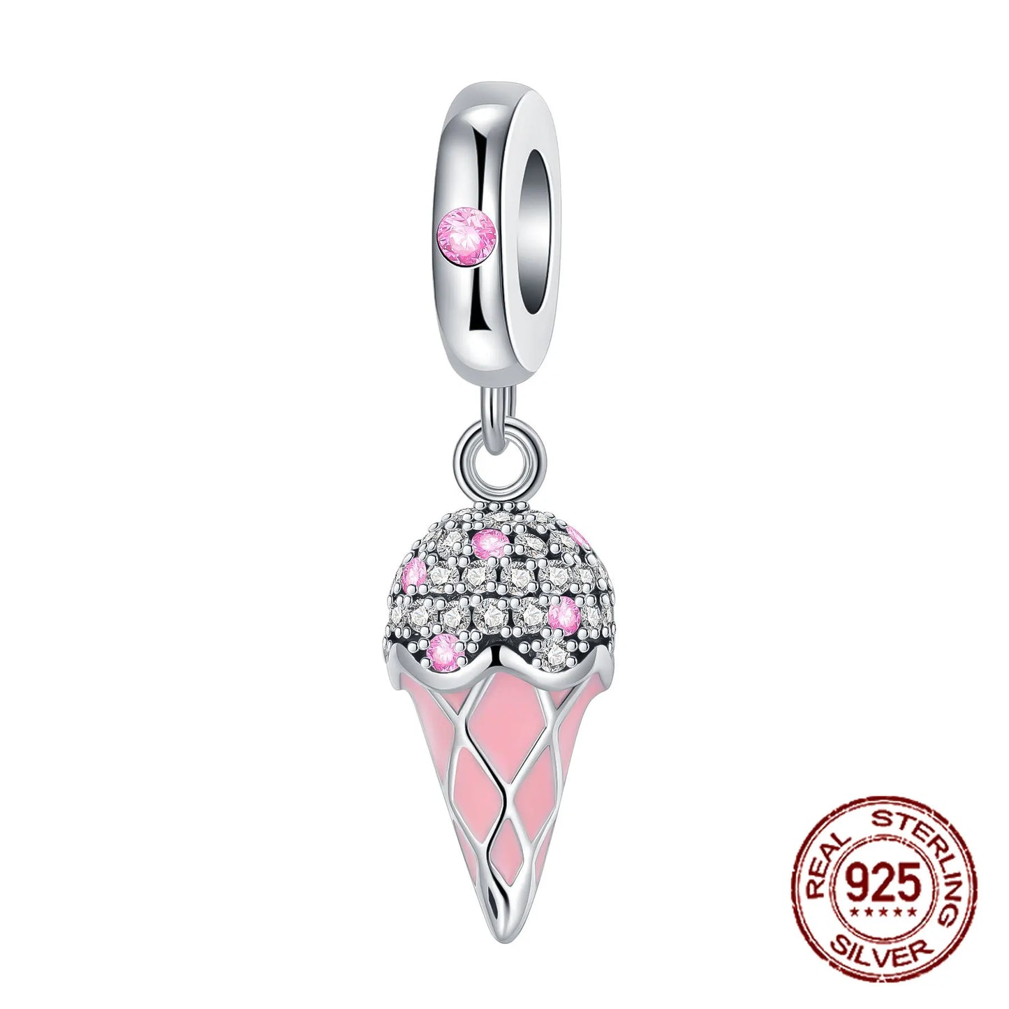 925 Sterling Silver Red wine bottle Donuts Beverage cup pendant Charms