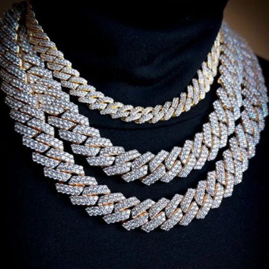 Iced Out Bling AAA Rhinestones Prong Cuban Link