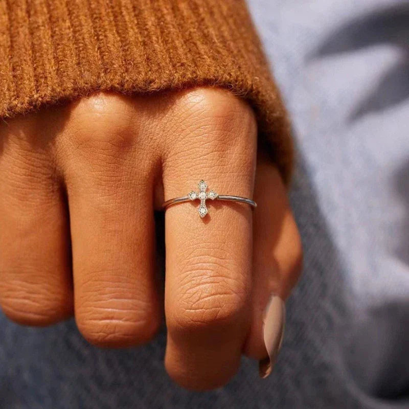 Huitan Simple Cross Thin Rings for Women