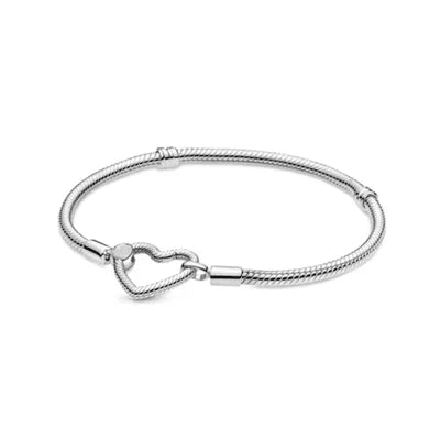 2025 New 925 Silver Pink Heart-shaped Bow Full Diamond Bracelet Original