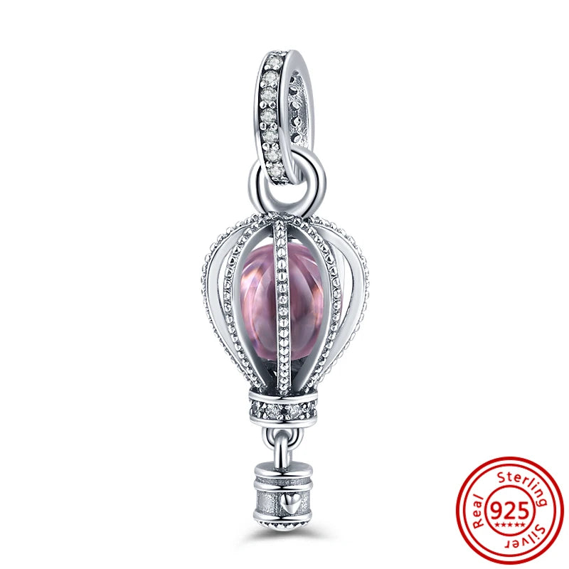 Hot Sale 925 Sterling Silver Bead Color Hot Air Balloon House Dangle Charm