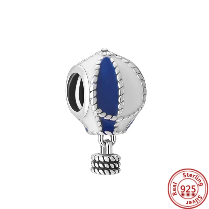 Hot Sale 925 Sterling Silver Bead Color Hot Air Balloon House Dangle Charm