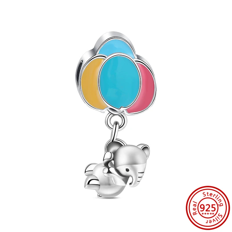 Hot Sale 925 Sterling Silver Bead Color Hot Air Balloon House Dangle Charm