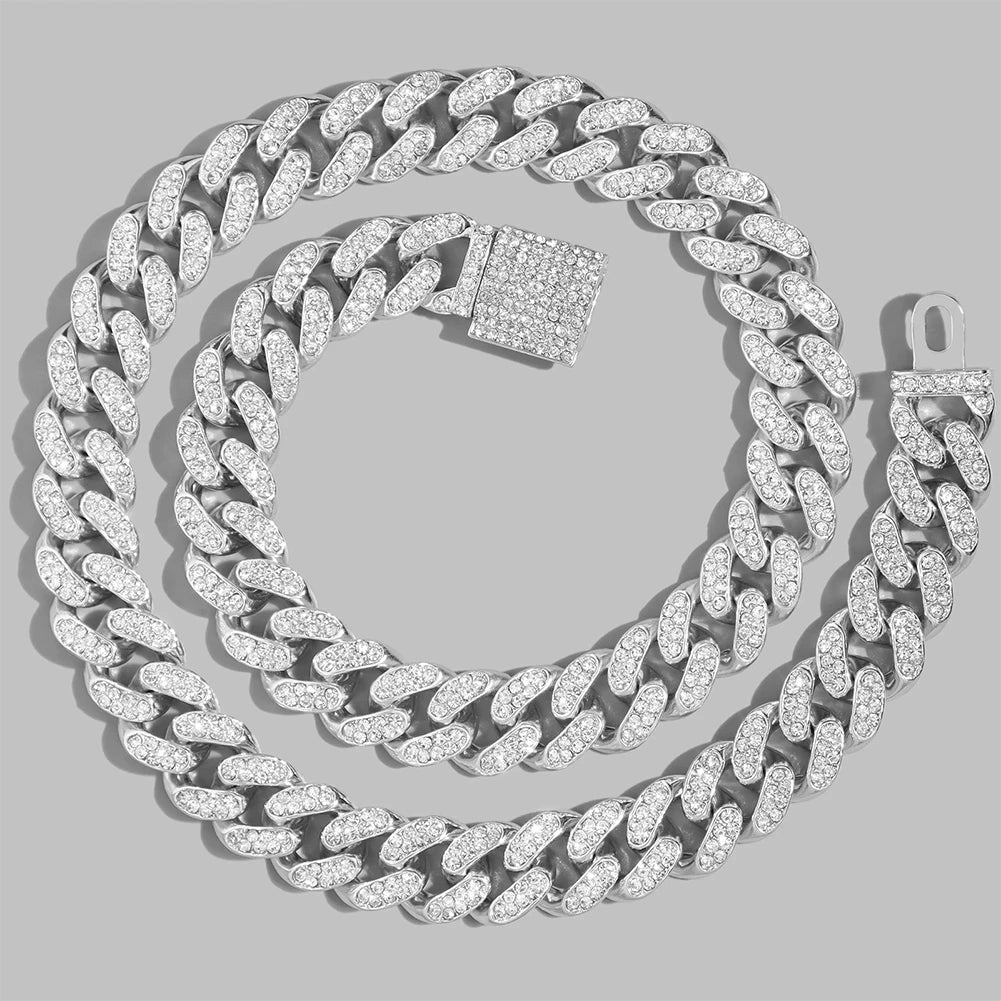 Iced Out Bling AAA Rhinestones Prong Cuban Link
