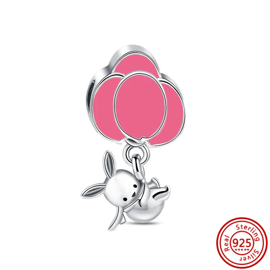 Hot Sale 925 Sterling Silver Bead Color Hot Air Balloon House Dangle Charm