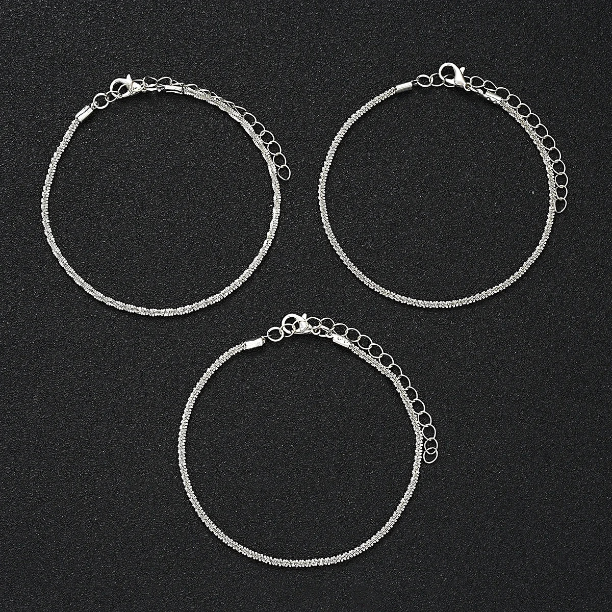 3 Pcs Sparkling Chain Anklet Sets for Women Zircon Heart MultiLayer Copper Bracelet On Leg Foot Trendy Summer Beach Jewelry Gift