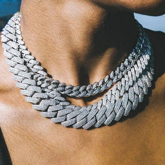 Iced Out Bling AAA Rhinestones Prong Cuban Link