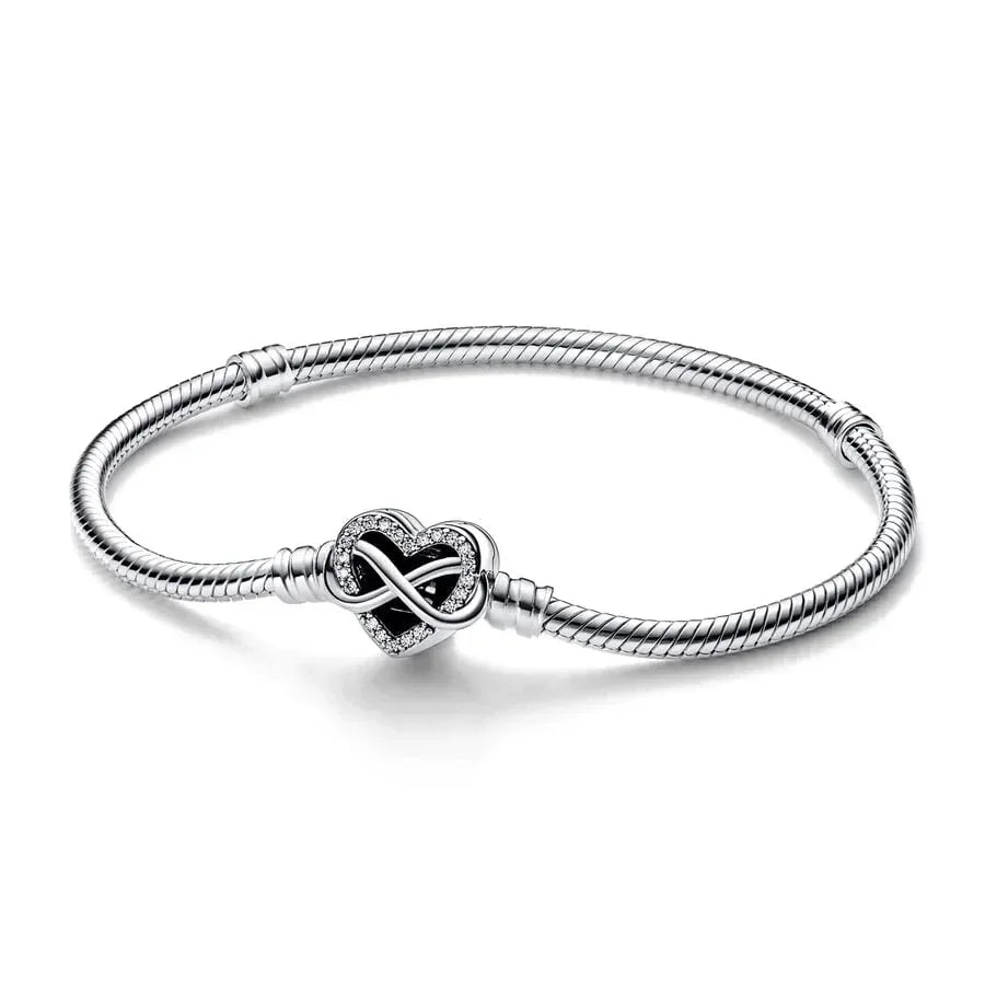 2025 New 925 Silver Pink Heart-shaped Bow Full Diamond Bracelet Original